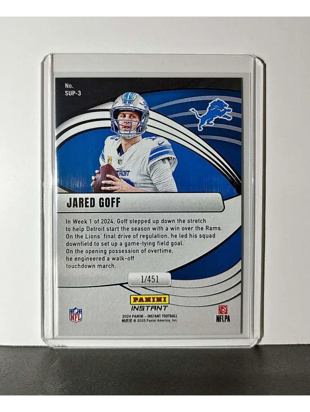 Jared Goff 2024 Panini Supernova NFL #3 Football Card Detroit Lions 1/451